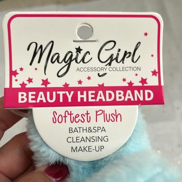 New Soft & Fluffy Headband With Bow Holds Ponytail - Blue - Picture 3 of 4